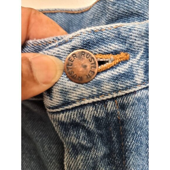 Vintage Rustler Loose Fit Tapered Leg Blue Denim Jeans Size 36 x 32 - Picture 7 of 9